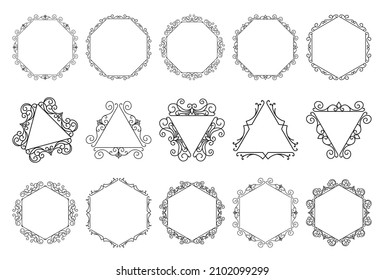 Set design template of monogram frames for wedding element, symbol and border