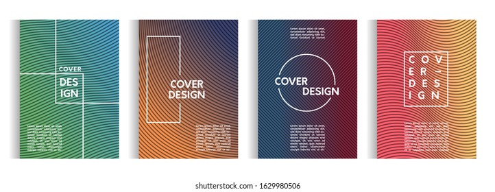 set of design templates with abstract lines on the background of a stylish gradient for posters, brochures, albums