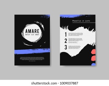 Set of Design Templates for Brochures. Abstract Hand Drawn Flyer. Underground Design concept with paints and transparent background