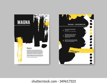 Set of Design Templates for Brochures. Abstract Hand Drawn Backgrounds. Hand Drawn Vector Templates for Design. Underground design. Design templates with painted background.