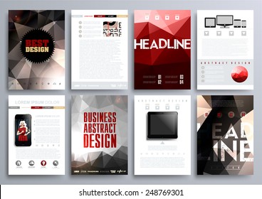 Set of Design Templates for Brochures, Flyers, Mobile Technologies, Applications, and Online Services, Typographic Emblems, Logo, Banners and Infographic. Abstract Modern Backgrounds. 