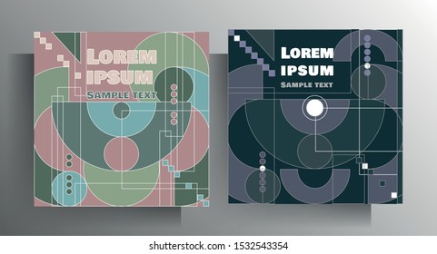 Set of design templates for cover, poster, brochure. Colored background with geometric shapes and place for text. Vector 10 EPS.