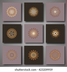 Set of design templates. Mandalas decorative elements set for flayers,  label, invitation, cards.  Vector illustration