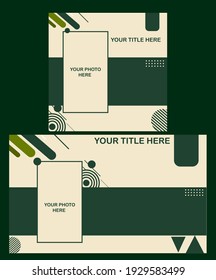 Conjunto de plantillas de diseño sobre un fondo verde oscuro. Adecuado para invitaciones de boda, eventos, portadas, promociones. Tarjetas, volantes, pancartas. Artístico, abstracto. Vector con espacio de texto y fotos