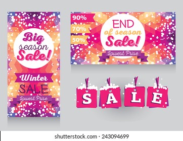 set of design templates for season sale, vector illustration