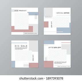 Set of design templates for social media feed and post. Promotion template with modern style design. Suitable for promoting your product online