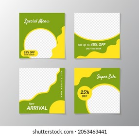 Set of design templates for social media feed and post. Promotion template with modern style design. Suitable for promoting your product online