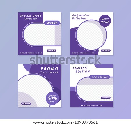 Set of design templates for social media feed promotion. Suitable for marketing your products online using social media