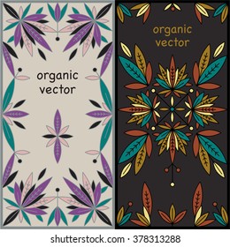 Set of design templates unique luxury packaging. Natural motives of leaves, branches modern style mono line. For packaging organic natural products. Vector illustration
