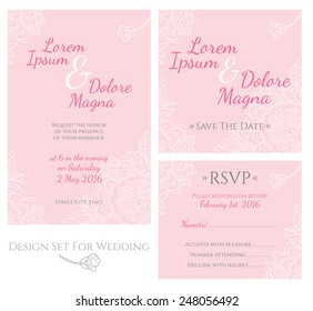 Set of design templates for wedding vector