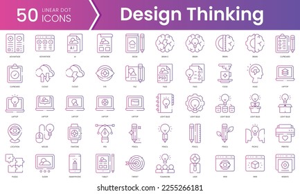 Set of design thinking icons. Gradient style icon bundle. Vector Illustration