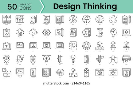 Set of design thinking icons. Line art style icons bundle. vector illustration
