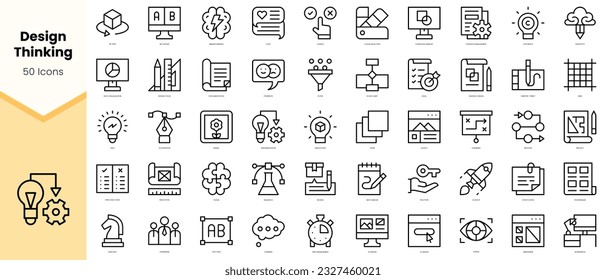 Set of design thinking Icons. Simple line art style icons pack. Vector illustration