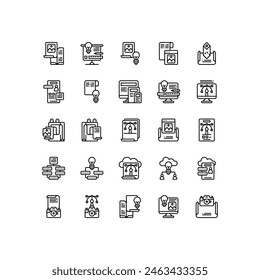 Set of design thinking idea outline icon and illustration