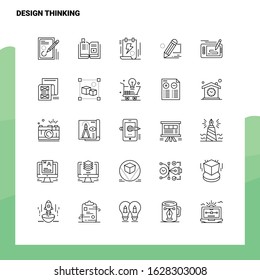 Set of Design Thinking Line Icon set 25 Icons. Vector Minimalism Style Design Black Icons Set. Linear pictogram pack.