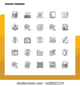 Set of Design Thinking Line Icon set 25 Icons. Vector Minimalism Style Design Black Icons Set. Linear pictogram pack.