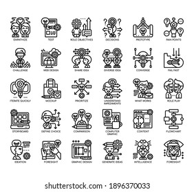 Set of Design Thinking thin line and pixel perfect icons for any web and app project. 