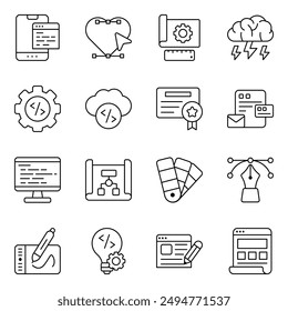 Set of Design Tools Linear Icons

