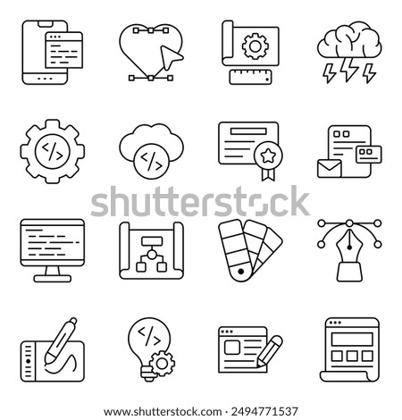 Set of Design Tools Linear Icons

