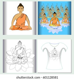 Set of  design t-shirt sound ohm meditation.  Vector illustration
