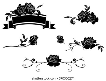 set of design vector elements with roses