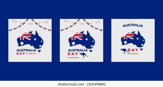 set of design vector illustration Australia day, Map of Australia with flag