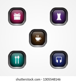 Set design vector square button with icon for web. Web shiny buttons. Vector illustration EPS.8 EPS.10