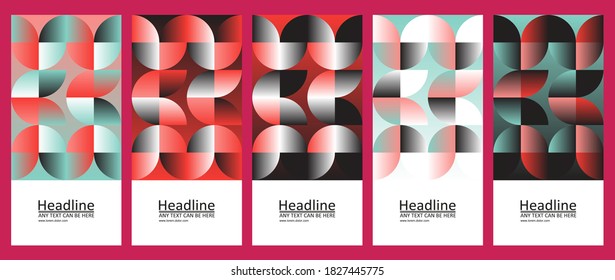 Set of design vector template layout with abstract pattern design graphics made with simple shapes and forms. Useful for creating invitations, banners, posters, flyers, prints, labels, etc.