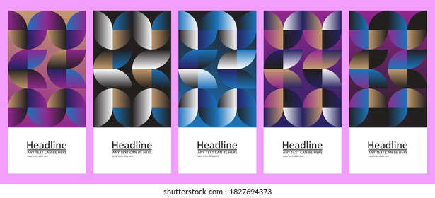 Set of design vector template layout with abstract pattern design graphics made with simple shapes and forms. Useful for creating invitations, banners, posters, flyers, prints, labels, etc.