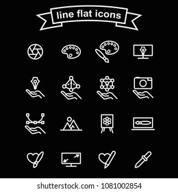 Set of design vector thin line black and white icons.