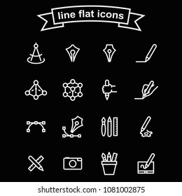 Set of design vector thin line black and white icons.