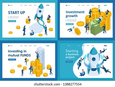 Set design web page templates of investment in business project start up. Modern illustration concepts for website and mobile website development.