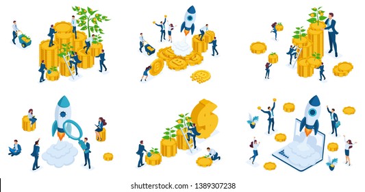 Set design web page templates of investment, startup, new business. Set of Modern icons vector