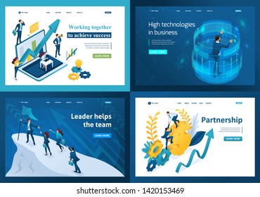 Set design web page templates of striving for success. Modern illustration concepts for website and mobile website development