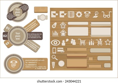 The set design for the website of the buttons and symbols.