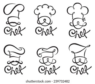 set of design with whiskered cook