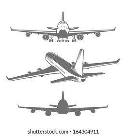 Set of designed airplanes illustrations