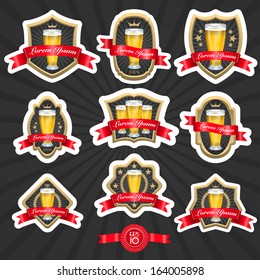 Set of designed beer labels