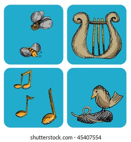 set of designed music icons