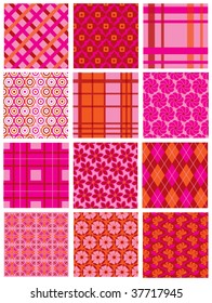 SET OF DESIGNED PATTERNS. For prints, fabrics, textiles, web, blog, packagings, cards, web, blog, etc.