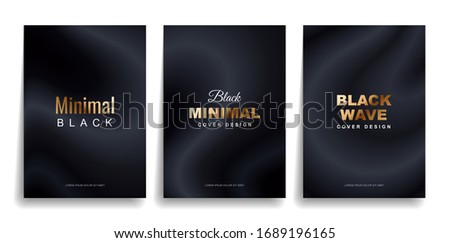 Set of designer covers. Black minimal cover with golden text. Vector eps10