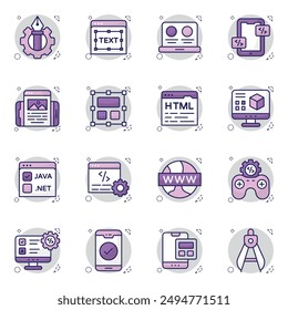 Set of Designing and Programming Flat Icons

