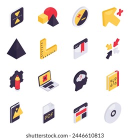 Set of Designing Tools Isometric Icons 
