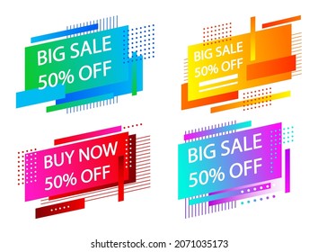 Set of designs for advertising web banners vector isolated. Colorful background template. Blue, green, red and yellow creative backdrops.