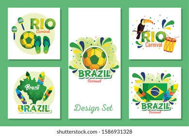 set designs of brazil carnival with icons vector illustration design