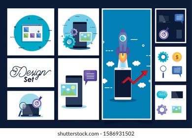 set designs of business icons vector illustration design