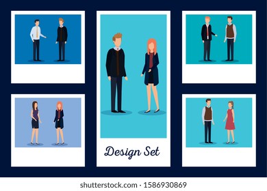 set of designs of business people vector illustration design
