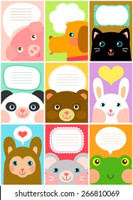 set of designs with cartoon animals 