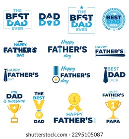 Set of designs for Father’s Day that can be used for banners, posters, or greeting cards. Best dad-ever concept. Promotion and greeting designs for Fathers day.