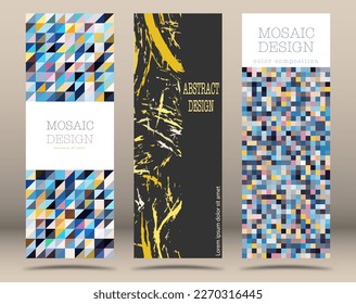 A set of designs of different styles. Template for background, cover, screensaver, website and creative idea. Layout for interior design, corporate style and decorative creativity